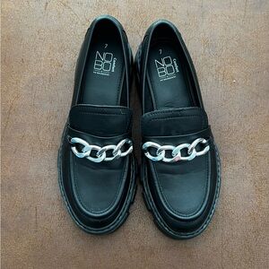 NOBO Men's Black Loafers with Chain Detail